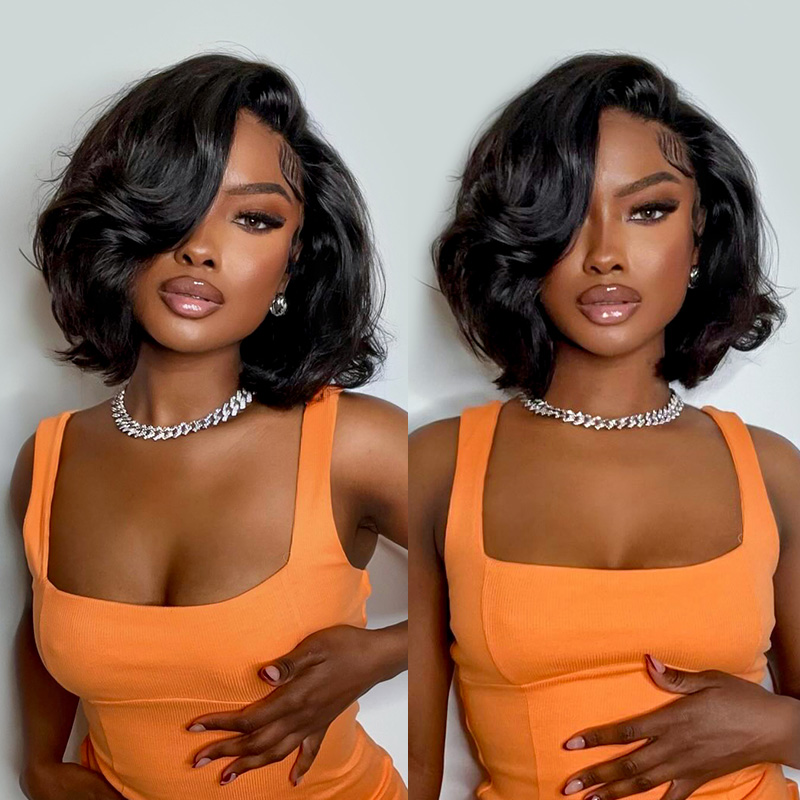 Glueless Wear And Go Human Hair Wig - %250 Yoğunlukta İnsan Saçı Dalgalı Kısa