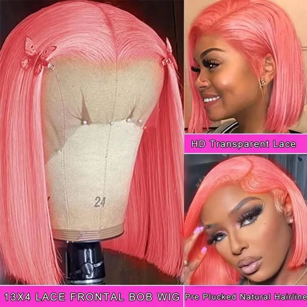 10 İnç Pembe Bob Peruk, %180 Y - Pre Parted 13X4 Lace Front Bob Wig incelemesi ve fiyatı